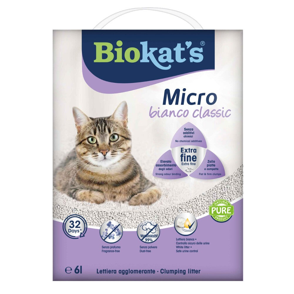 Biokats Micro Bianco Classic Topaklaşan Kedi Kumu 6 LT | SRC: Barcode: 4002064617398